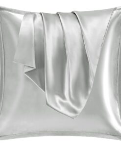 Mittelhaarige Curly Haarige Kunden Satin Kissnbezug Weich wie EINSilk Light gray Vielit 2er Set OEKO-TEX STANDARD 100 80