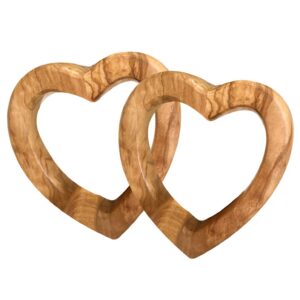 Doerfeel Verbundene Herzen aus Olivenholz, Hochzeitsgeschenk für Brautpaar zum Valentinstag