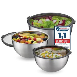 TOPANBIETER 999 Edelstahl-Mixing Bowl 6 Teiliges Schüssel Set luftdichte Aufbewahrungsdeckel, spülmaschinengeeignet, inn