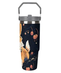 Korgi Thermobecher Edelstahl Klapp-Trinkhalm Auto-Becherhalter