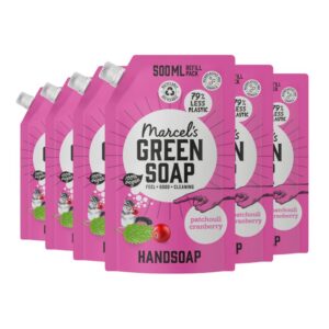 Marcel's Green Soap Flüssigseife - Patchouli & Cranberry - 100% Umweltfreundlich - 100% Vegan - 6er-Pack 500 ml Marcel