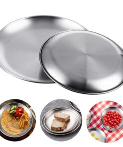 KBNIAN Edelstahl Geschirr Silber Unterteller für Küche und Party (Φ20 cm / 23 cm)