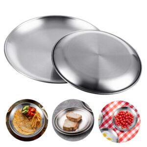 KBNIAN Edelstahl Geschirr Silber Unterteller für Küche und Party (Φ20 cm / 23 cm)