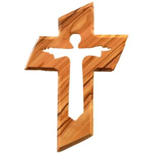 Kassis Geschenkartikel Kreuz mit dem Auferstandenem Jesus – Spirituelles Wandkreuz aus Olivenholz für christliche Anläss
