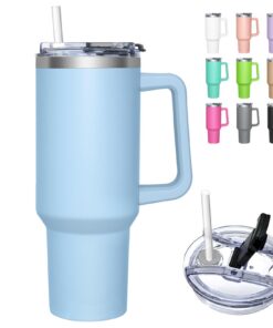 HNCY Thermobecher Kaffeebecher zu Go Edelstahl Isolierung 1180ML Thermo Becher mit Strohhalm und Griff