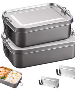 2er Set Edelstahl Lunchbox mit Trennfach 850ml+1400ml | Auslaufsicher & Spülmaschinenfest für Beruf & Outdoor
