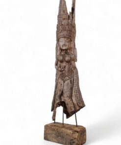 Kinaree Teakholz Statue Lanna antik - Handgeschnitzte Skulptur einer Prinzessin - Hervorragende Asiatische Schnitzerei m