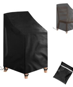 Gartenstuhl Abdeckung – wasserdicht, winterfest & UV-beständig – Schutzhülle für Stapelstühle, 72×92×70/120 cm mit 4 Sch
