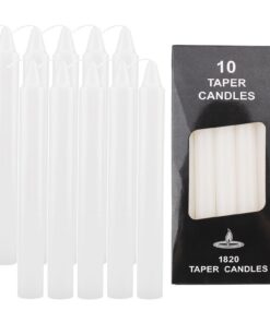 ALLAVA Weiß Glatte Stabkerzen 19cm × 10 PC, 100% Paraffin, 6 Std. Brenndauer, ideal für Kinderfeiern & Hochzeiten, Höhe
