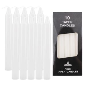 ALLAVA Weiß Glatte Stabkerzen 19cm × 10 PC, 100% Paraffin, 6 Std. Brenndauer, ideal für Kinderfeiern & Hochzeiten, Höhe