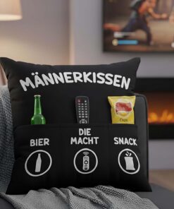 KAMACA Männerkissen Dekokissen mit weicher Füllung (43 x 43 cm) Kuschelkissen mit 3 Taschen (Männer-Kissen) Geschenkidee