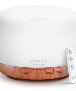 ASAKUKI Ultraschall Aromatherapie Diffusor 500ML für Luxus-Öle, Luftbefeuchter mit Fernbedienung und LED Lichtfarben Glo