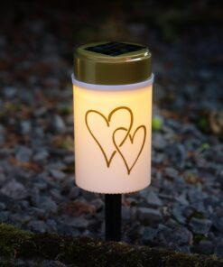 MARELIDA LED Solar Grablicht fürOutdoor-Notfälle-Herzmotiv | MARELIDA LED Solar Grabkerze Grableuchte mit Herzmotiv für