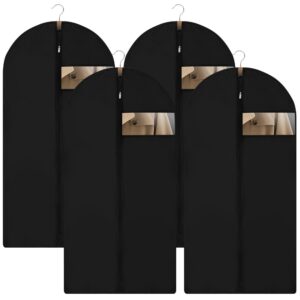 4 Stück Schwarz Kleidersäcke 120 x 60 cm mit Reißverschluss für Shirter, Anzüge und Kleider - staubdicht und ideal für L
