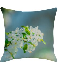 4er Kissenbezug 50x50cm - Weiss Grün Blumen Und Blätter-Muster - Deko für Wohnzimmer und Schlafzimmer - Leinen - 4 Stück
