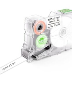SUPVAN G15M Kontinuierliches Etikettenband, multifunktional für Heim, Schule und Büro, heller Schwarz auf weiß, 12 mm x