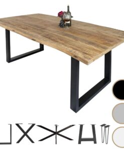 Loreno Handgefertigter Esstisch aus Mangoholz - Massiver Tisch mit Baumkante, Gestelle, Nachhaltig und Stabil - Esszimme