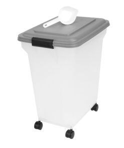 Iris Ohyama Luftdichte Hundefutterbox, 45L/15kg, Grau, Für Hunde und Katzen, BPA-frei, Schaufel-Inklusive, ATS-L