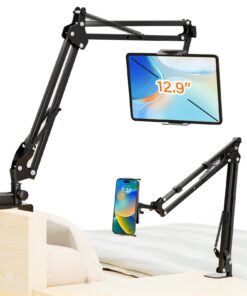 PEYOU Tablet Halterung für Bett mit 360 Grad Drehbarer Kohlenstoffstahl-Ständerhalter, stabil für IPad, Kindle und ander