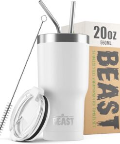 Beast Thermobecher 550 ml - Arktisches Weiß I Doppelwandiger Trinkbecher aus Edelstahl für Kaffee oder Eiskaffee I Perfe