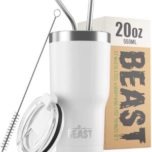 Beast Thermobecher 550 ml - Arktisches Weiß I Doppelwandiger Trinkbecher aus Edelstahl für Kaffee oder Eiskaffee I Perfe
