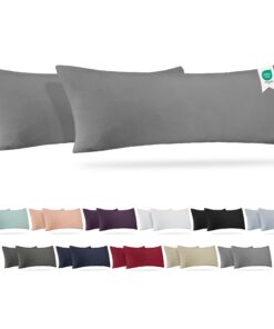 Barbons Seitenschläferkissen 40x145 - Oeko-TEX Zertifiziert - 100% Jersey Baumwolle - Grau - Kissenbezug mit Reißverschl