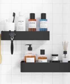 Kisure Duschablage ohne Bohren - Rostfreie Badezimmer Organizer für langlebige Shampoo Halterung ohne Bohren, 2 Stück tr