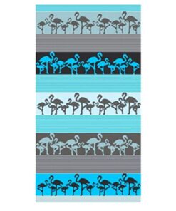 LINDER LEX Grau-Blau Crazy Flamingo Baumwolle Saunatuch Duschtuch 90x170 cm