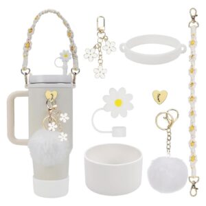 QITIXI:OU 7 Stück Zubehör Set für Stanley Cup Tumbler + Wasserflasche Griff Riemen + Siliocne Cup Stiefel - Für Outdoor