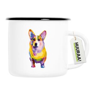 Huuraa Emaille Tasse Vintage Corgi Colorful Geschenk 300ml