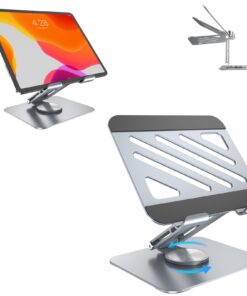 POPOACTI Stable 360° Drehbarer Tablet-Ständer - Metall-Karbonstahl, kompatibel mit 4,7-12,5 Zoll iPad/Mini/Pro/Air, perf