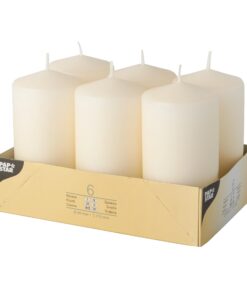 Papstare Creme Stumpenkerzen, lange Brenndauer, für Haushalt (6 Stück), 6 x 11.5 cm Papstare Creme Penkerze, 8 Stück,