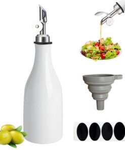 Qivine 300ml Ölflasche mit Ausgießer | Küche & BBQ | Tropffrei & Praktisch (Weiß) Qivine 300ml Ölflasche zur Befüllung