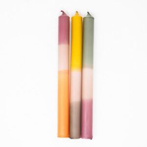 JANA 3er-Set Dipdye Stabkerzen handgemachte Kerzen extra lang 13h Brenndauer herbstliche Farben