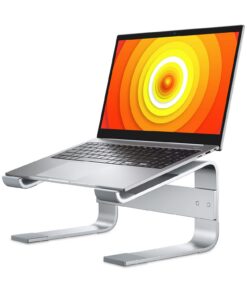 Soqool ergonomischer Laptop Ständer, Aluminium, 10-17 Zoll, für Schreibtisch, MacBook, Lenovo, Dell, HP, Silber