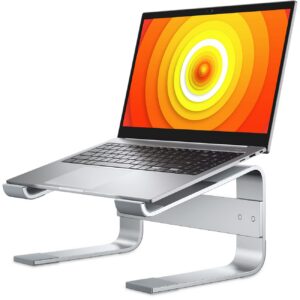 Soqool ergonomischer Laptop Ständer, Aluminium, 10-17 Zoll, für Schreibtisch, MacBook, Lenovo, Dell, HP, Silber
