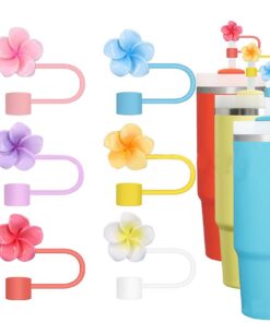 Yamobi Silikon Strohhalm Abdeckungen für Stanley Tragbare StrohhalmdINGERIE, 6 Stück Blütenförmig, Silikon Kappe, für St