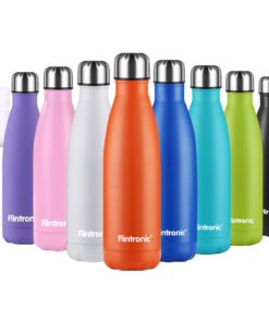Flintronic Thermobecher 500ml Vakuum Wasserflasche Trinkflasche und Auslaufsichere Kaffeebecher BPA-Frei Auslaufsicher R