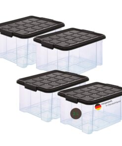 Novaliv 4x Aufbewahrungsboxen mini transparent für Kinder in Anthrazit - ideal für Spielzeuge und Spielstätten - stabile