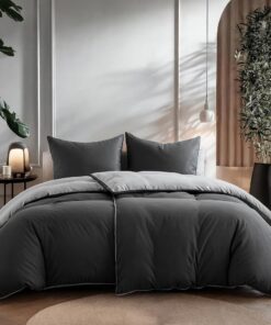 Sleeptime 100% Baumwoll Bettwäsche, atmungsaktiv & hautfreundlich, Oeko-TEX® geprüft, 2X 135x200 cm + 2X 80x80 cm, Anthr