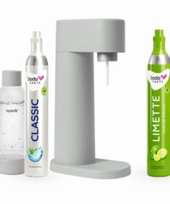 Sпарaket Mysoda Woody: Erneuerbares Holz-Flaschenmaterial, BPA-Freie Flasche, CO2-ZylindernClassic & Limette (Grau) Wass