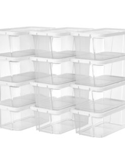 SONGMICS Schuhaufbewahrung Aufbewahrungsbox Set LSP12WT Mit Deckel Für Schuhe bis Größe 41 Transparent Kunststoff
