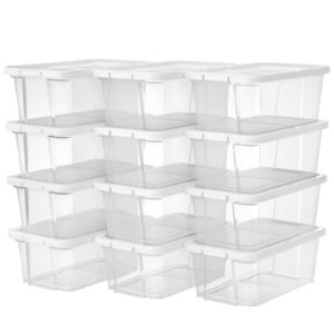 SONGMICS Schuhaufbewahrung Aufbewahrungsbox Set LSP12WT Mit Deckel Für Schuhe bis Größe 41 Transparent Kunststoff