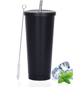 Latern Schwarz Isolierter Eiskaffeebecher 750ml Doppelwandig Vakuum Hält Kalt und Heiß 750ml Isolierter Kaffeebecher mit