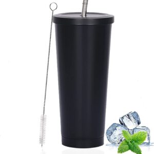 Latern Schwarz Isolierter Eiskaffeebecher 750ml Doppelwandig Vakuum Hält Kalt und Heiß 750ml Isolierter Kaffeebecher mit