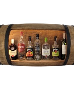 weeco Holzfass Hängendes Regal mit LED Beleuchtung Mini-Bar für Alkoholflaschen holzfass fassbar