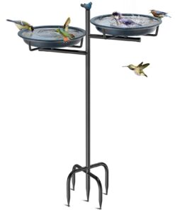 VeyFolzin.st 2-in-1 Vogelbad Schale Stehend Altblau Metall