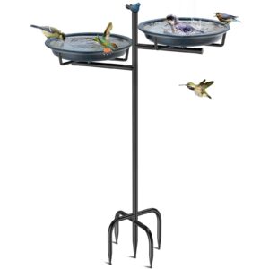 VeyFolzin.st 2-in-1 Vogelbad Schale Stehend Altblau Metall