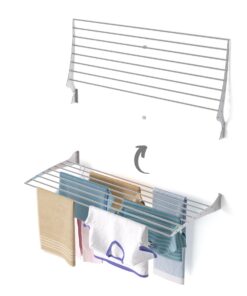 **Foxydry Fold Wäscheständer für die Wand, vertikaler Wäscheständer aus Aluminium und Stahl (116x50x57 cm, Grau, für In