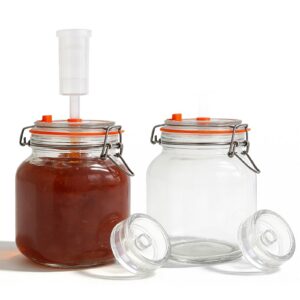 Fermentierglas 2L - Kimchi und Sauerkraut für Fermentierfreunde - Luftschleuse und Silikondeckelobaoender - Ideal fuer H